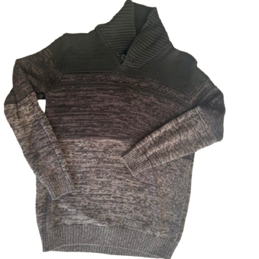 Retrofit Gray and Green Gradient Sweater with Cowl Neck